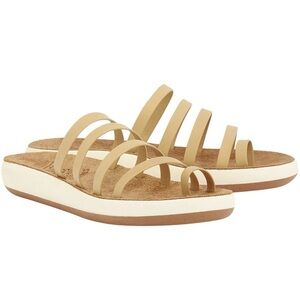Ancient Greek Sandals brown cream leather Niki style Sz 39 US Sz 9